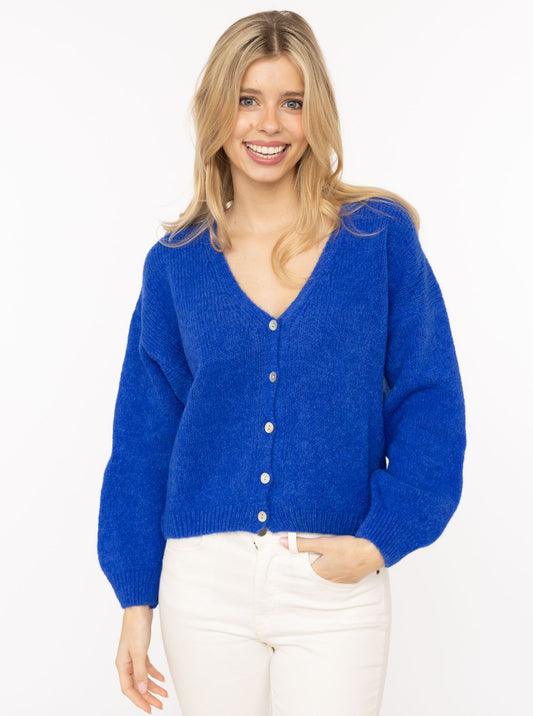 💕 Zwillingsherz Strickjacke kurz "Uni" Wolle Royalblau