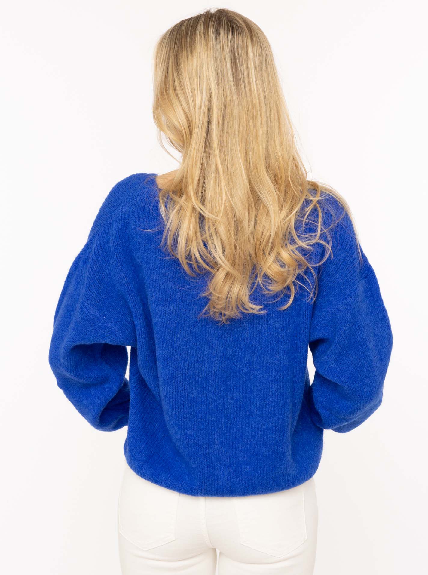💕 Zwillingsherz Strickjacke kurz "Uni" Wolle Royalblau