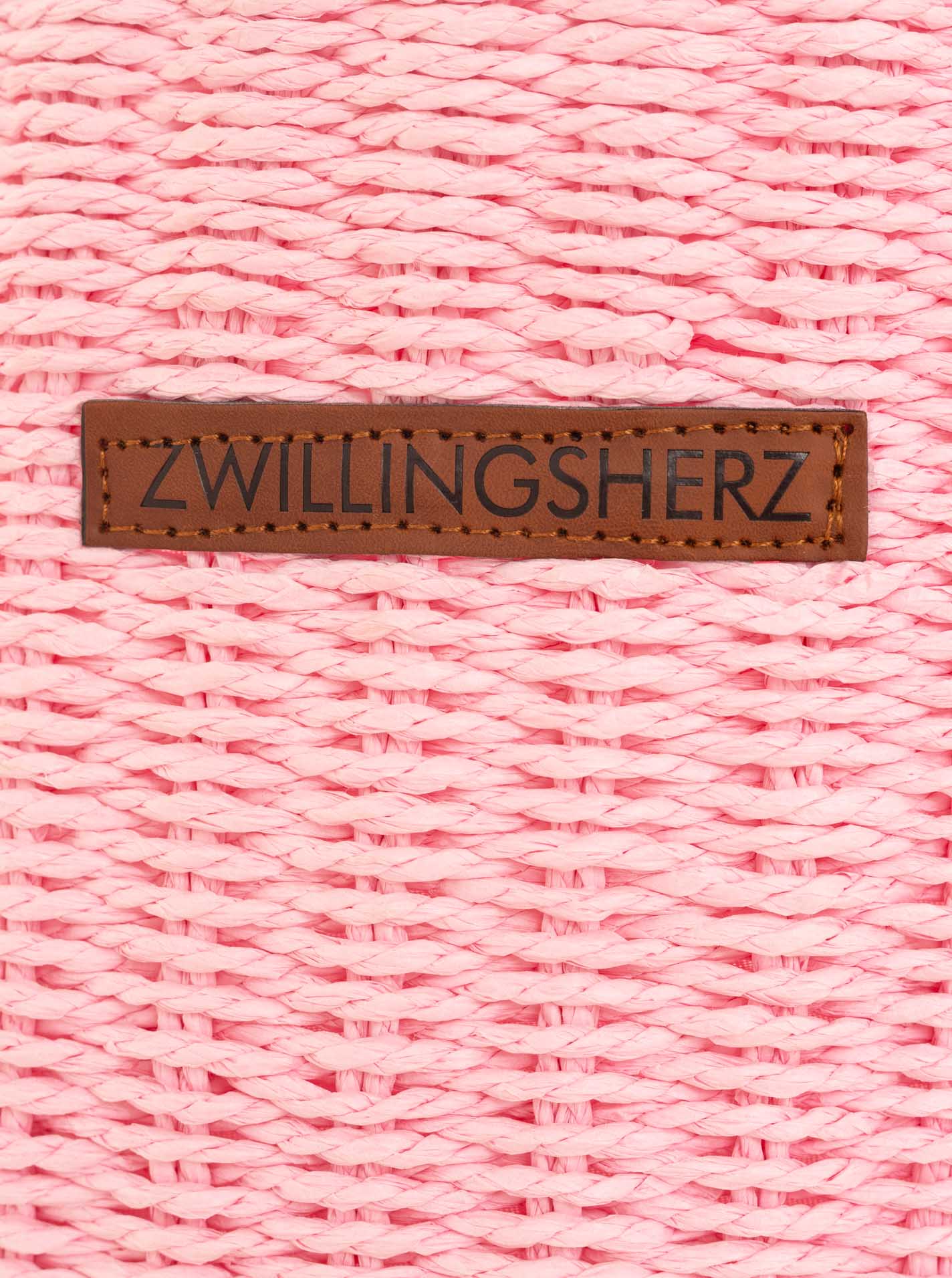 💕 Zwillingsherz Korbtasche XXL Stroh "Zwillingsherz" Geflochten Rosa