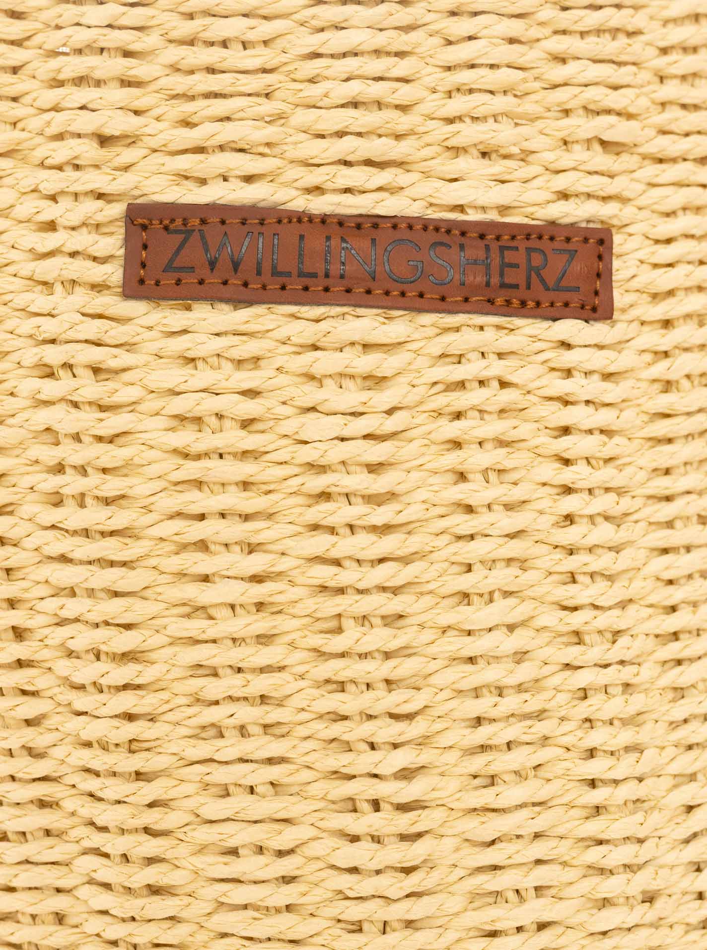 💕 Zwillingsherz Korbtasche XXL Stroh "Zwillingsherz" Geflochten Hellbeige