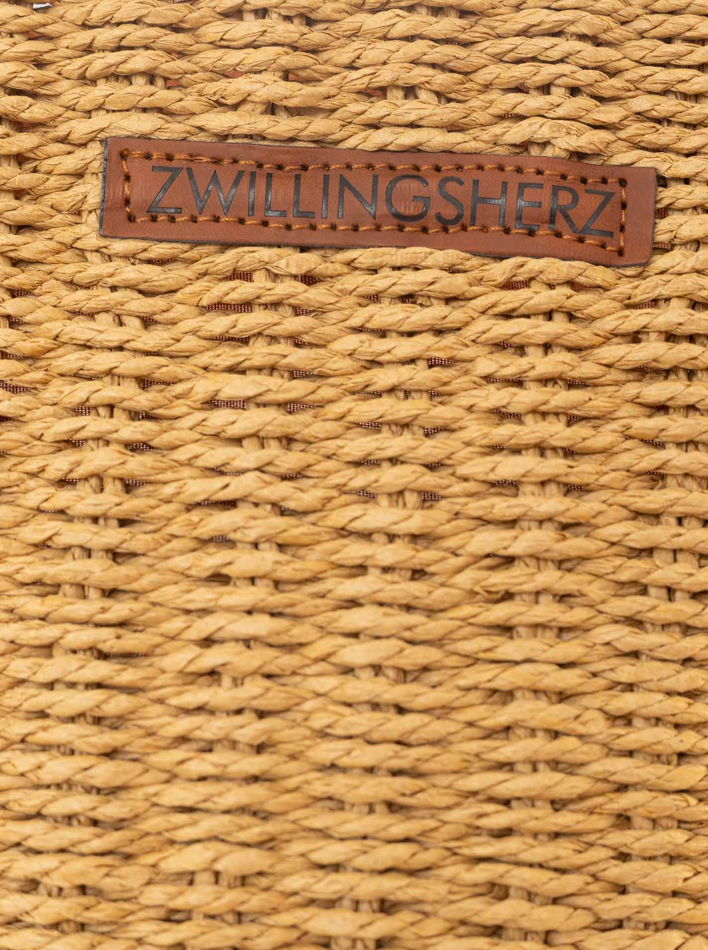 💕 Zwillingsherz Korbtasche XXL Stroh "Zwillingsherz" Geflochten Braun