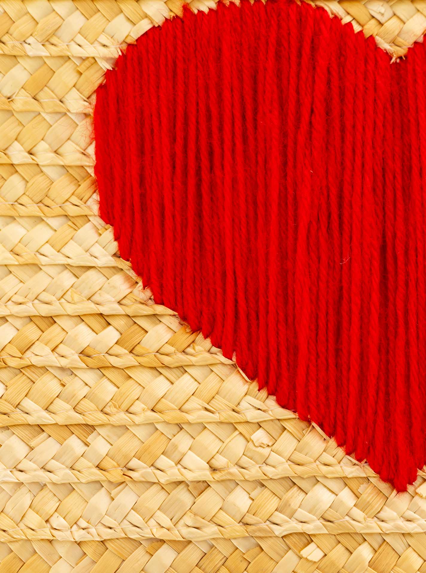 💕 Zwillingsherz Flap Bag Stroh "Heart" Rot