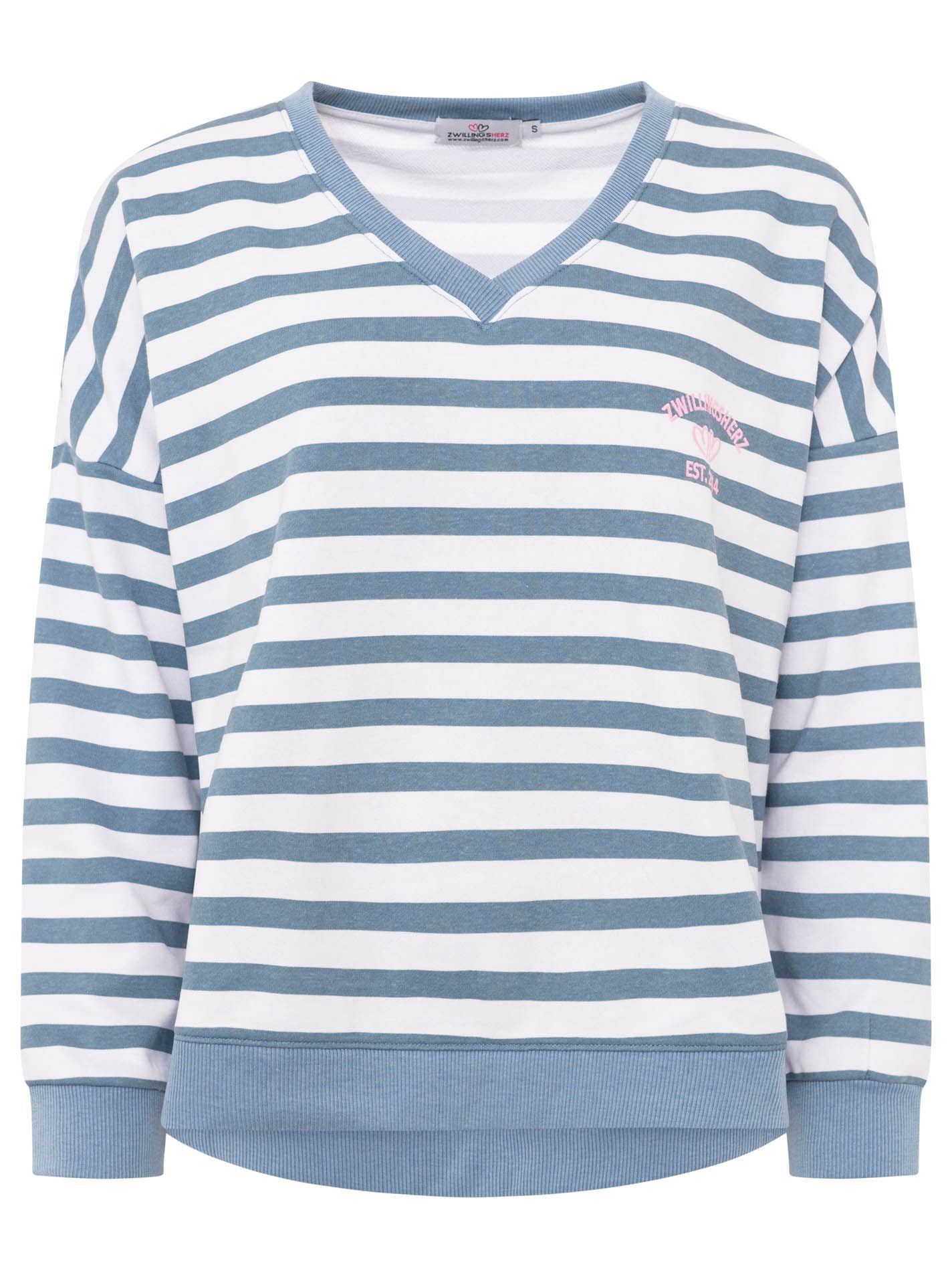 💕 Zwillingsherz Sweatshirt "V-Neck" Jeansblau