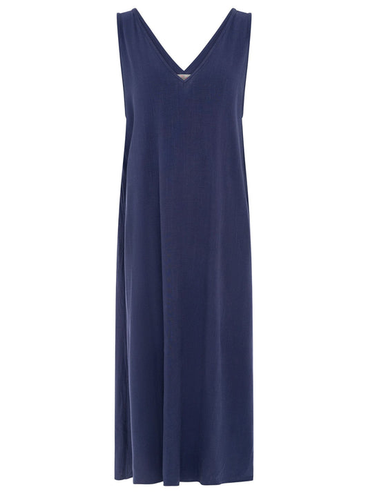 💕 Zwillingsherz Trägerkleid Leinenmix "Uni" Navy