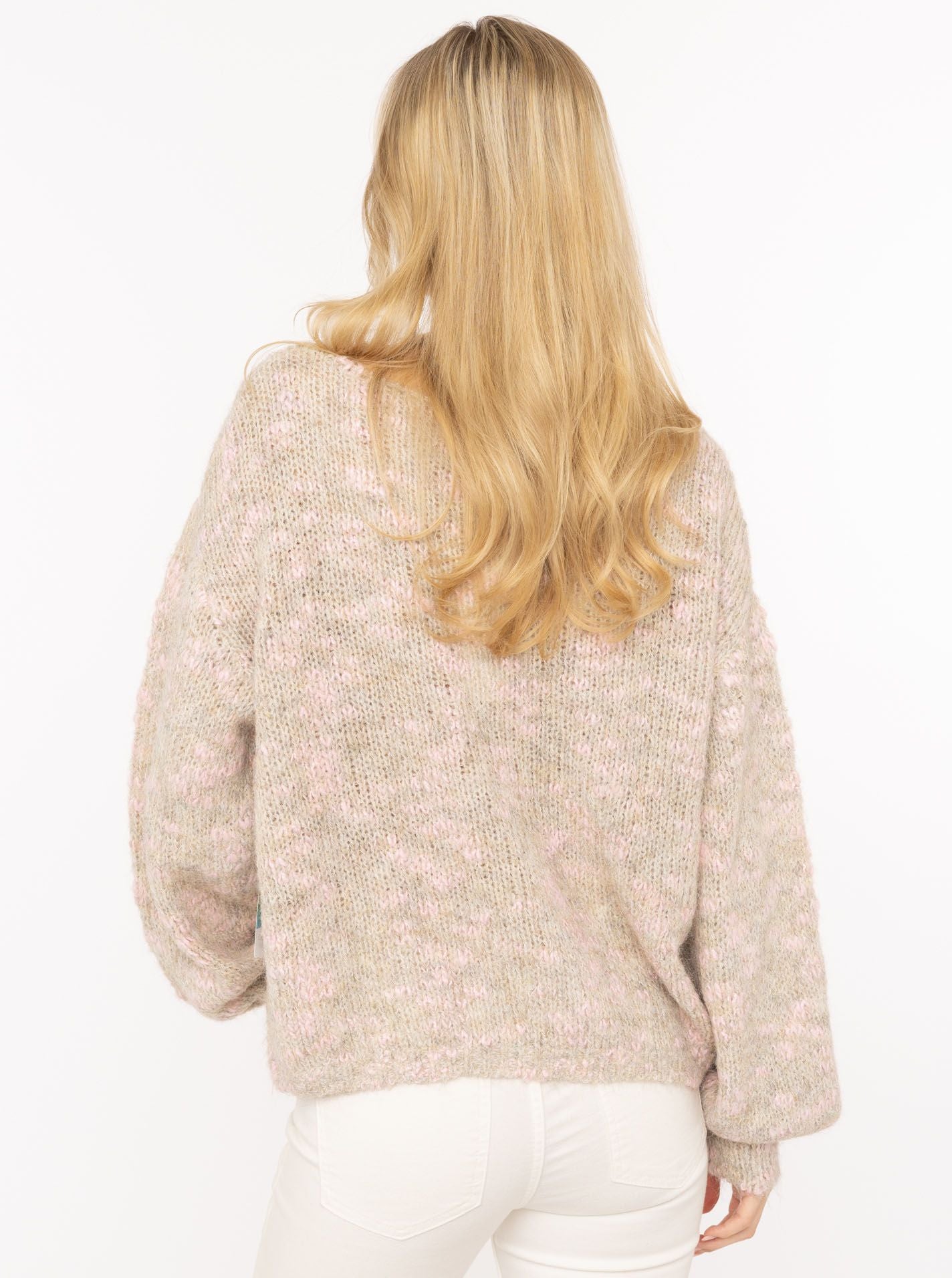 💕 Zwillingsherz Pullover "Space Dye" Oversize Beige Rosa