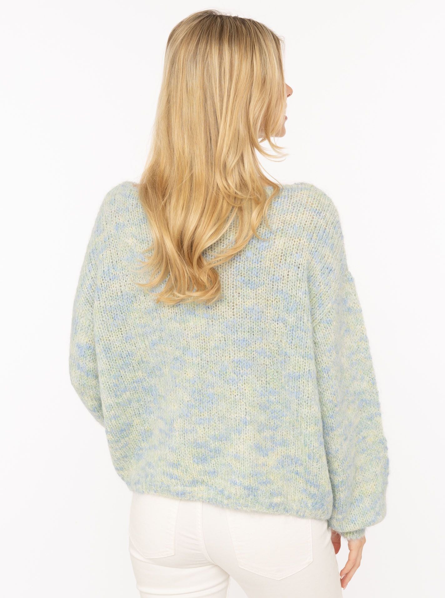 💕 Zwillingsherz Pullover "Space Dye" Oversize Blau Hellgrün