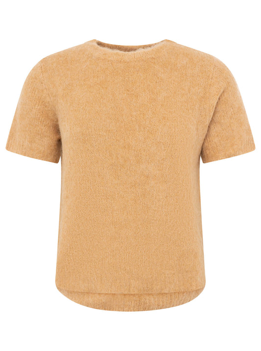 💕 Zwillingsherz Pullover Kurzarm "Fluffy Brushed Alpaka" Camel