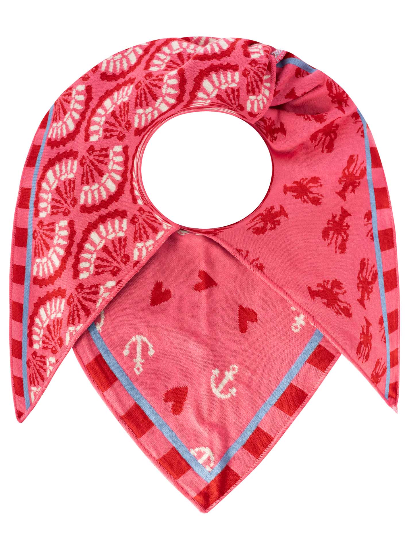 💕 Zwillingsherz Dreieckstuch "Anker & Herzen" Pink