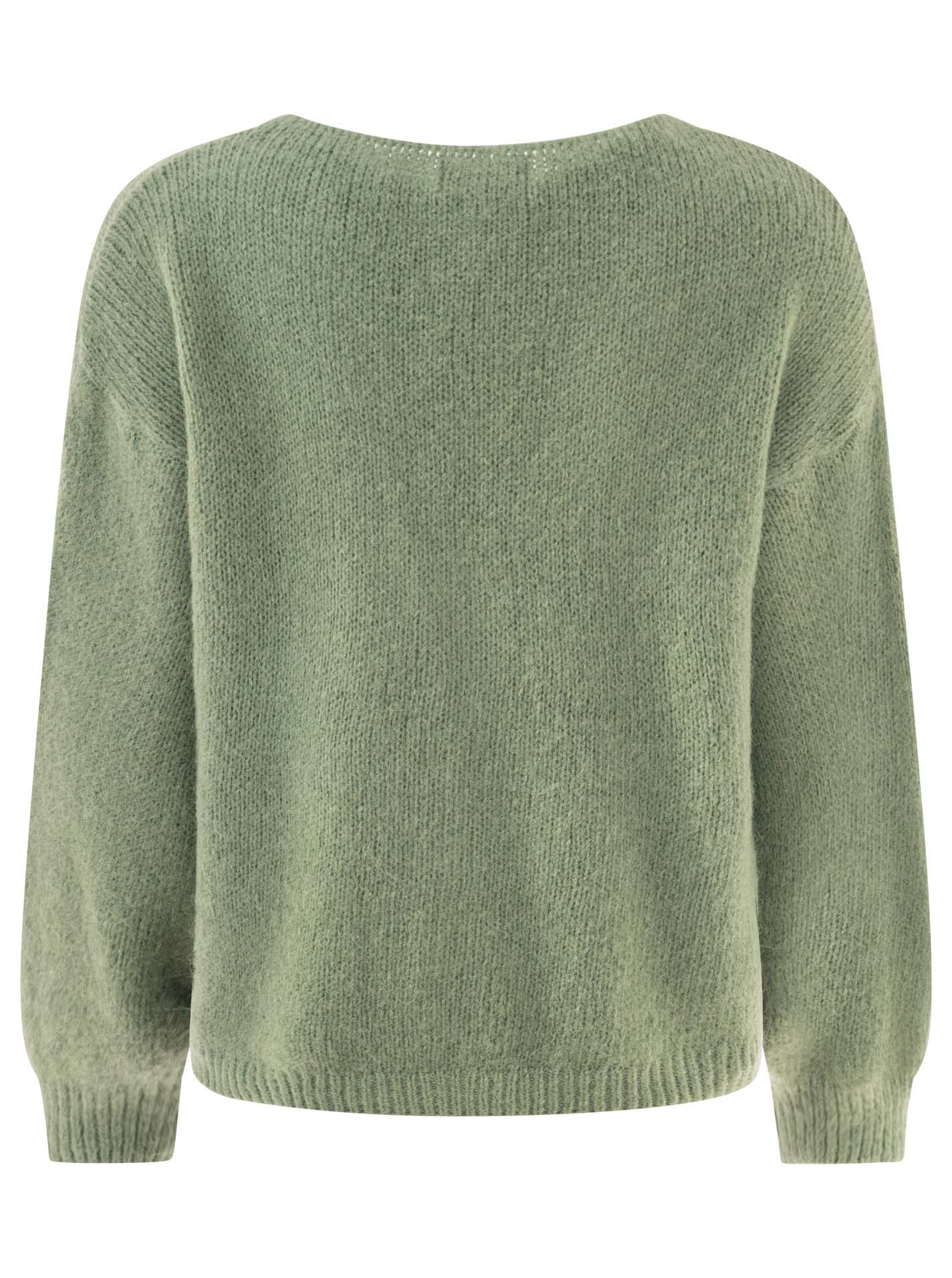 💕 Zwillingsherz Strickjacke kurz "Venedig" Wolle Salbei