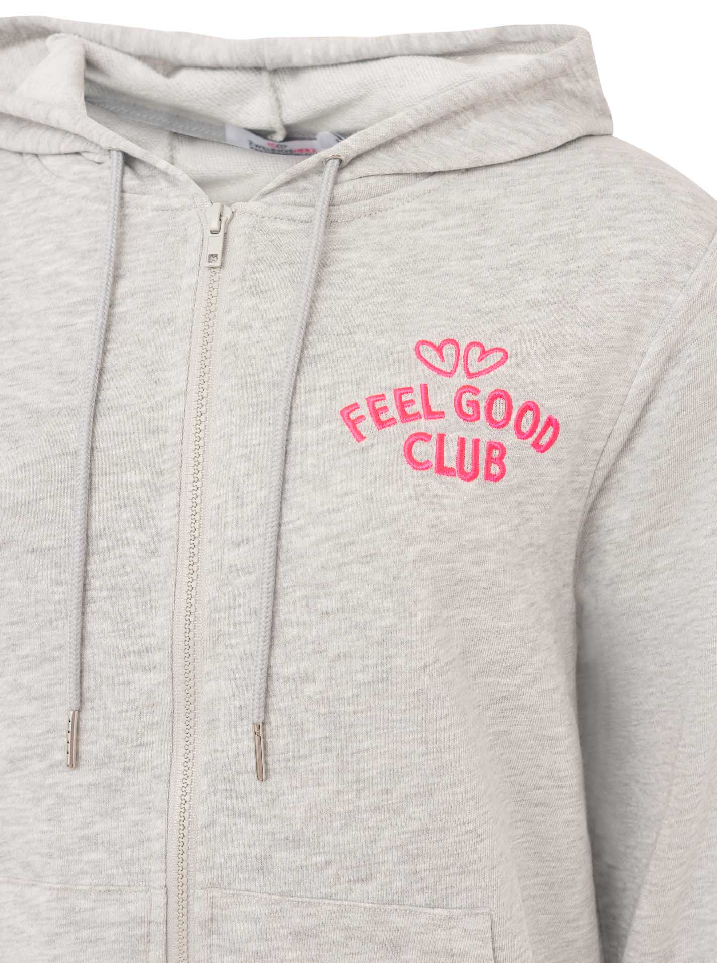 💕 Zwillingsherz Sweatjacke "Feel Good Club" Hellgrau