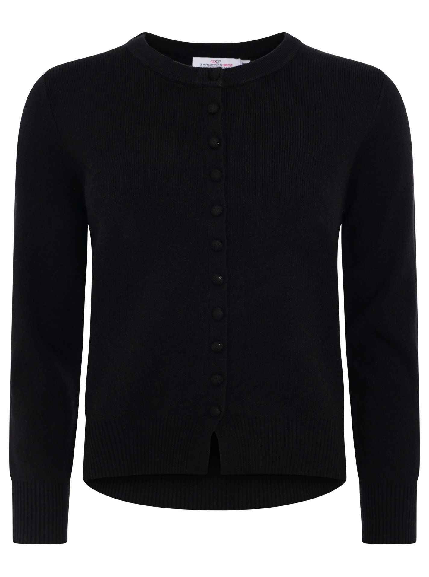 💕 Zwillingsherz Cardigan mit Knöpfen "Uni" Schwarz