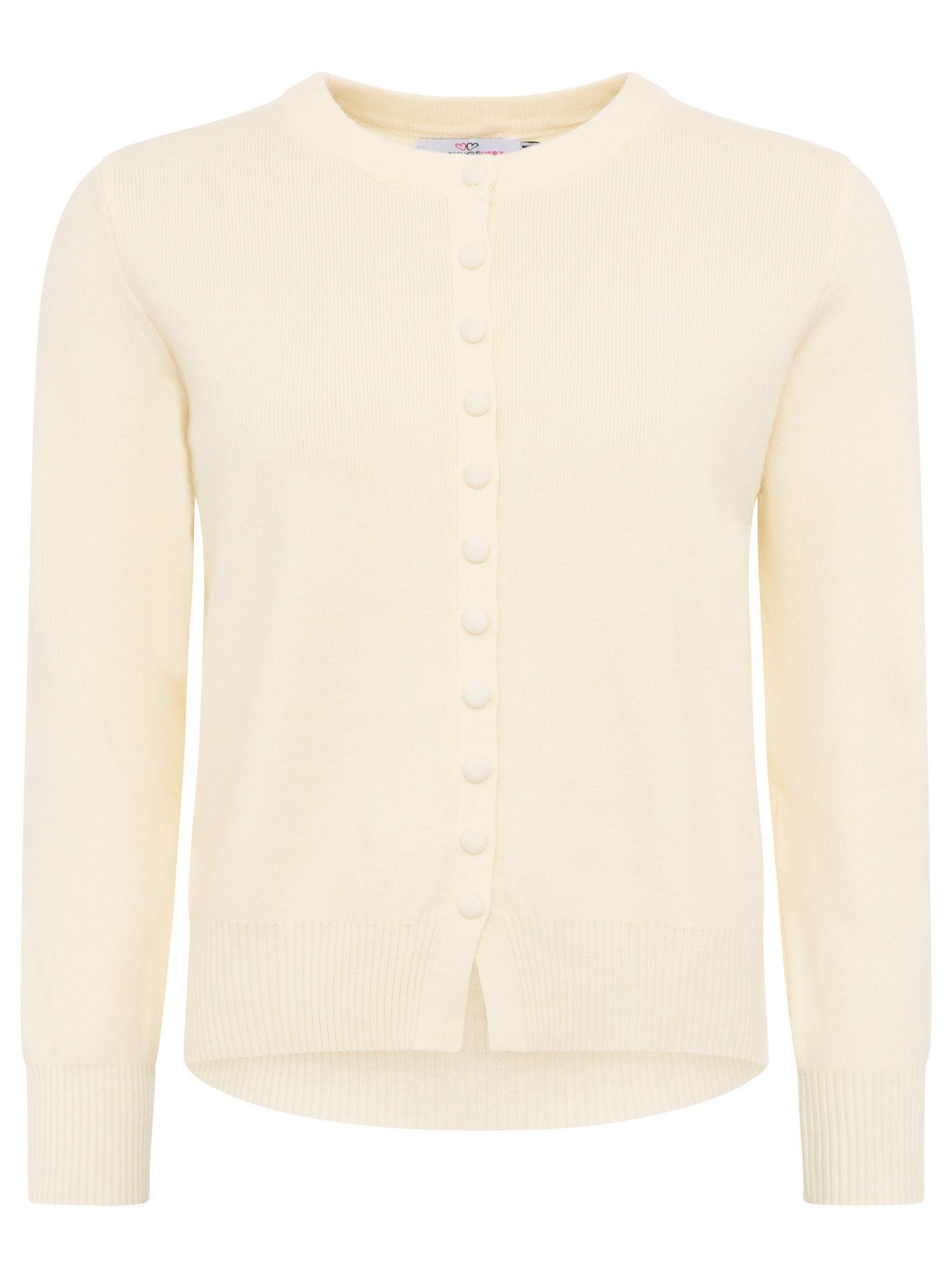💕 Zwillingsherz Cardigan mit Knöpfen "Uni" Wollweiß