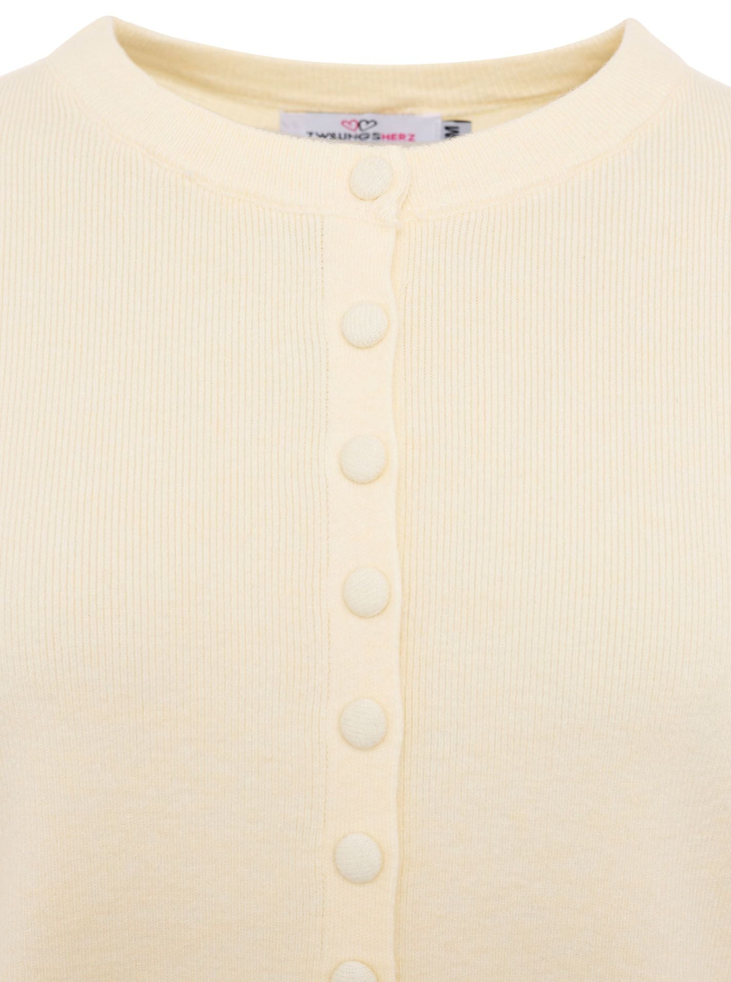 💕 Zwillingsherz Cardigan mit Knöpfen "Uni" Wollweiß