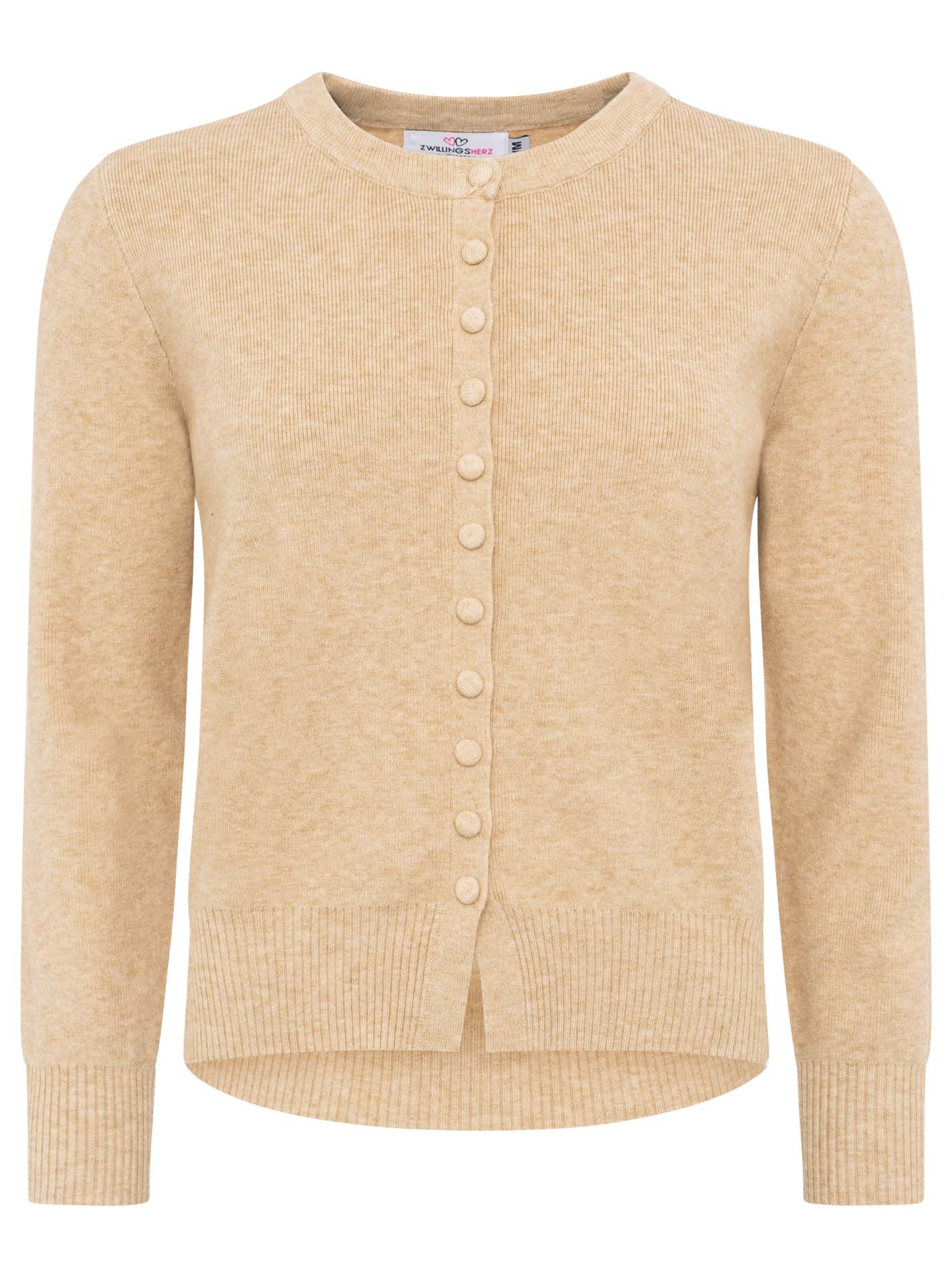 💕 Zwillingsherz Cardigan mit Knöpfen "Uni" Beige