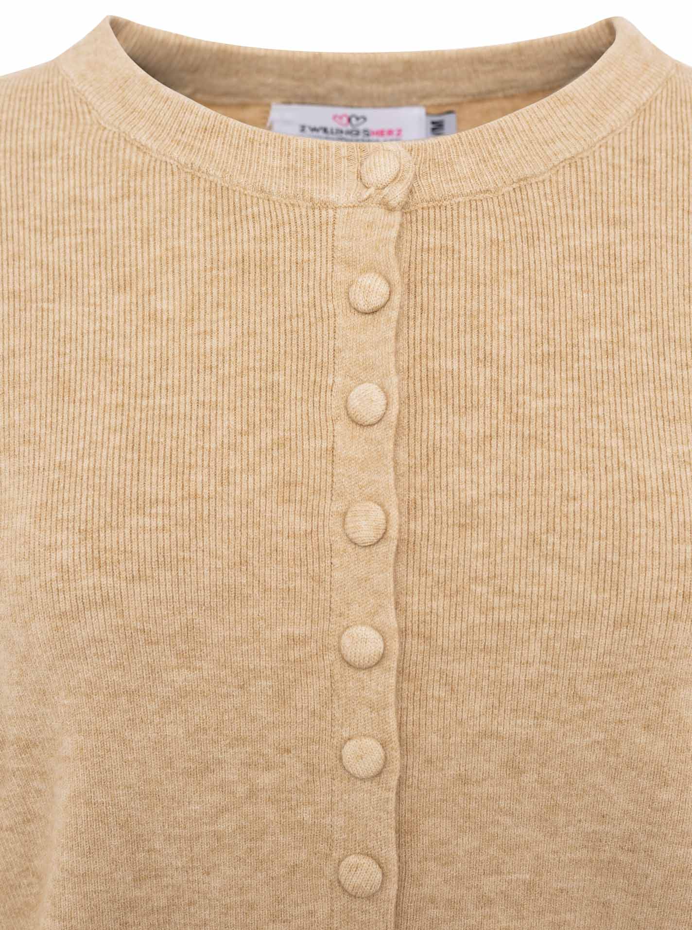 💕 Zwillingsherz Cardigan mit Knöpfen "Uni" Beige