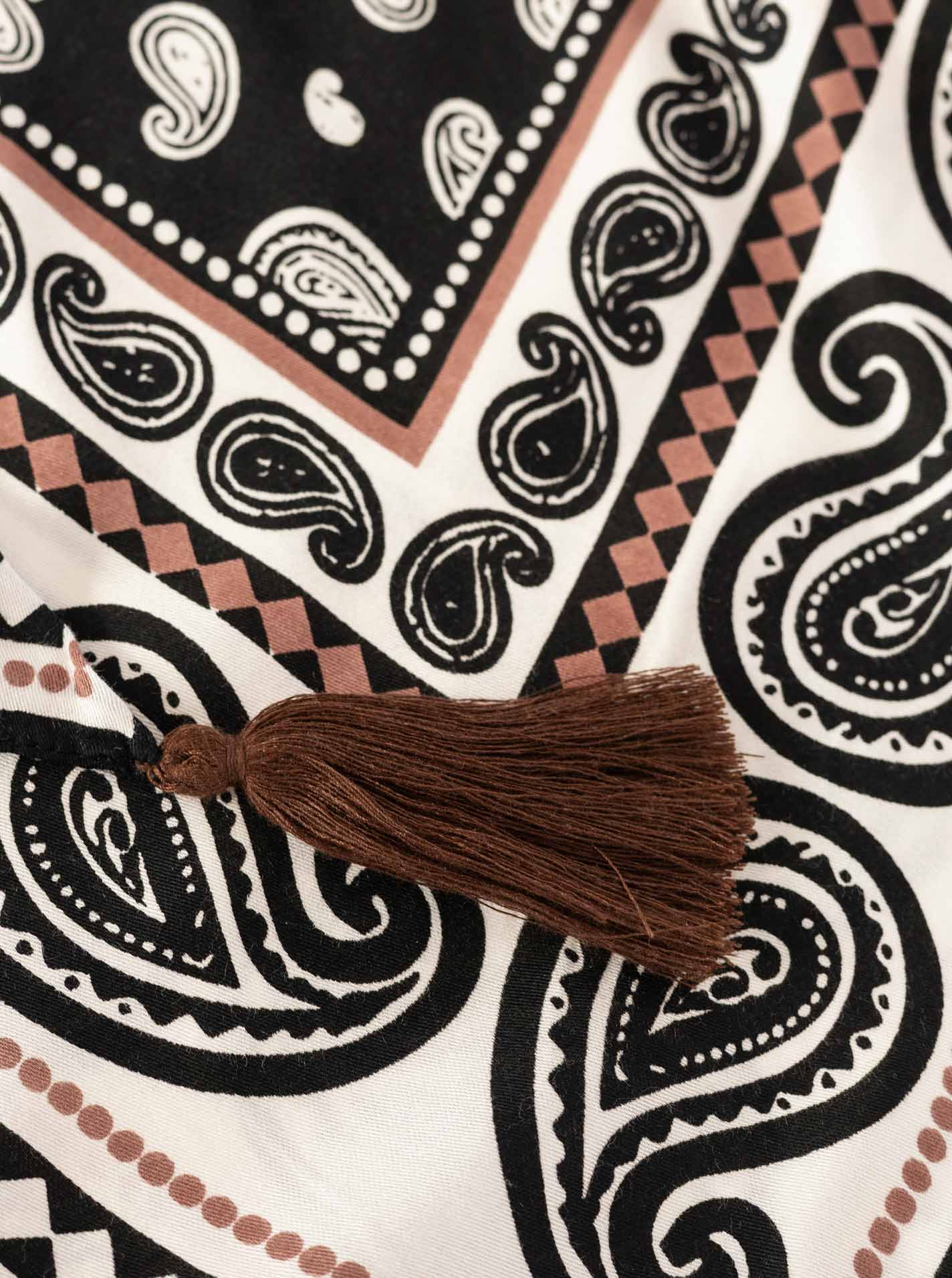 💕 Zwillingsherz Dreieckstuch "Geometric Paisley" Organic Bamboo Schwarz