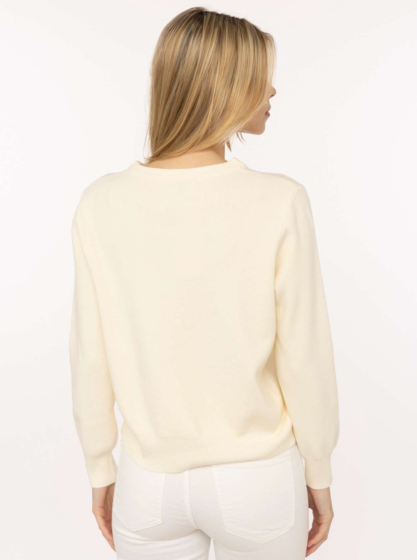 💕 Zwillingsherz Cardigan mit Knöpfen "Uni" Wollweiß