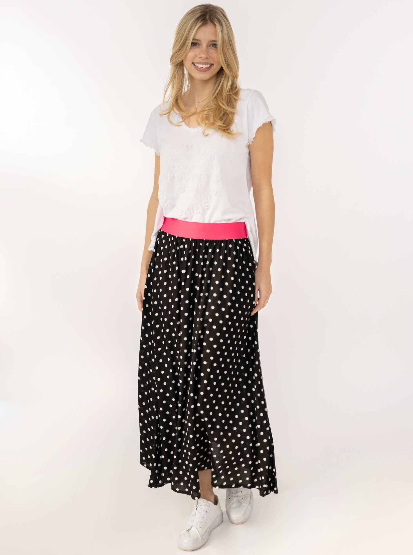 💕 Zwillingsherz Rock "Dots Allover" Schwarz