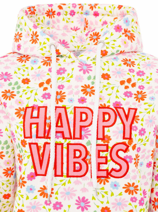 💕 Zwillingsherz Hoodie "AOP Flower Happy Vibes" Bunt