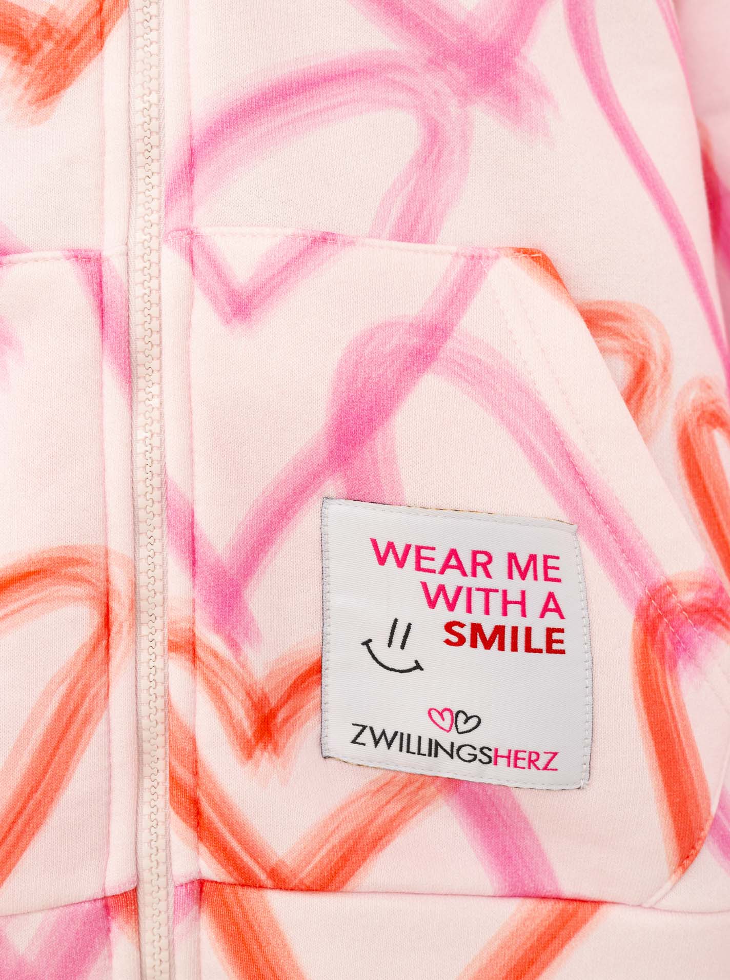 💕 Zwillingsherz Hoodiejacke "Big Hearts" Rosa