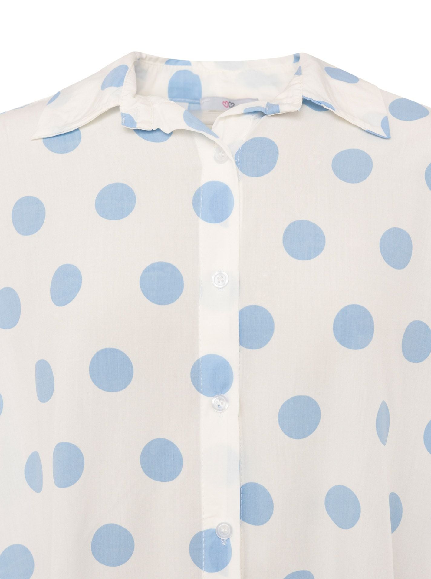 💕 Zwillingsherz Oversize Bluse "Große Punkte" Viskose Hellblau