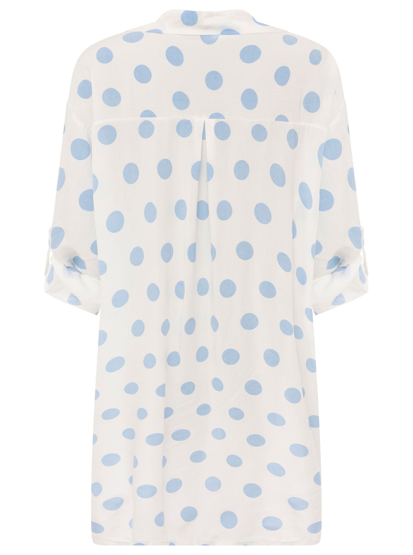 💕 Zwillingsherz Oversize Bluse "Große Punkte" Viskose Hellblau
