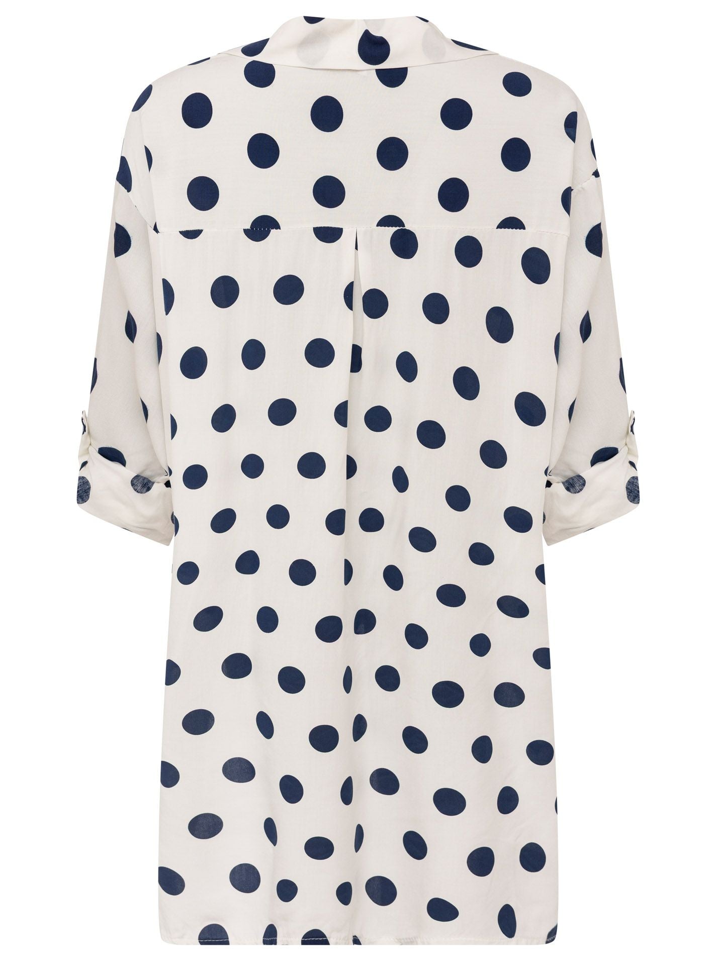 💕 Zwillingsherz Oversize Bluse "Große Punkte" Viskose Navy