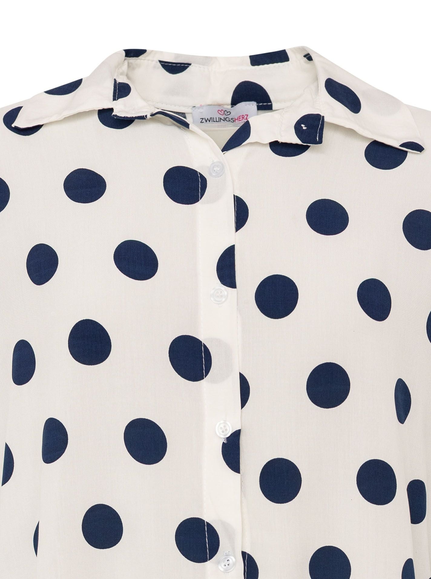 💕 Zwillingsherz Oversize Bluse "Große Punkte" Viskose Navy
