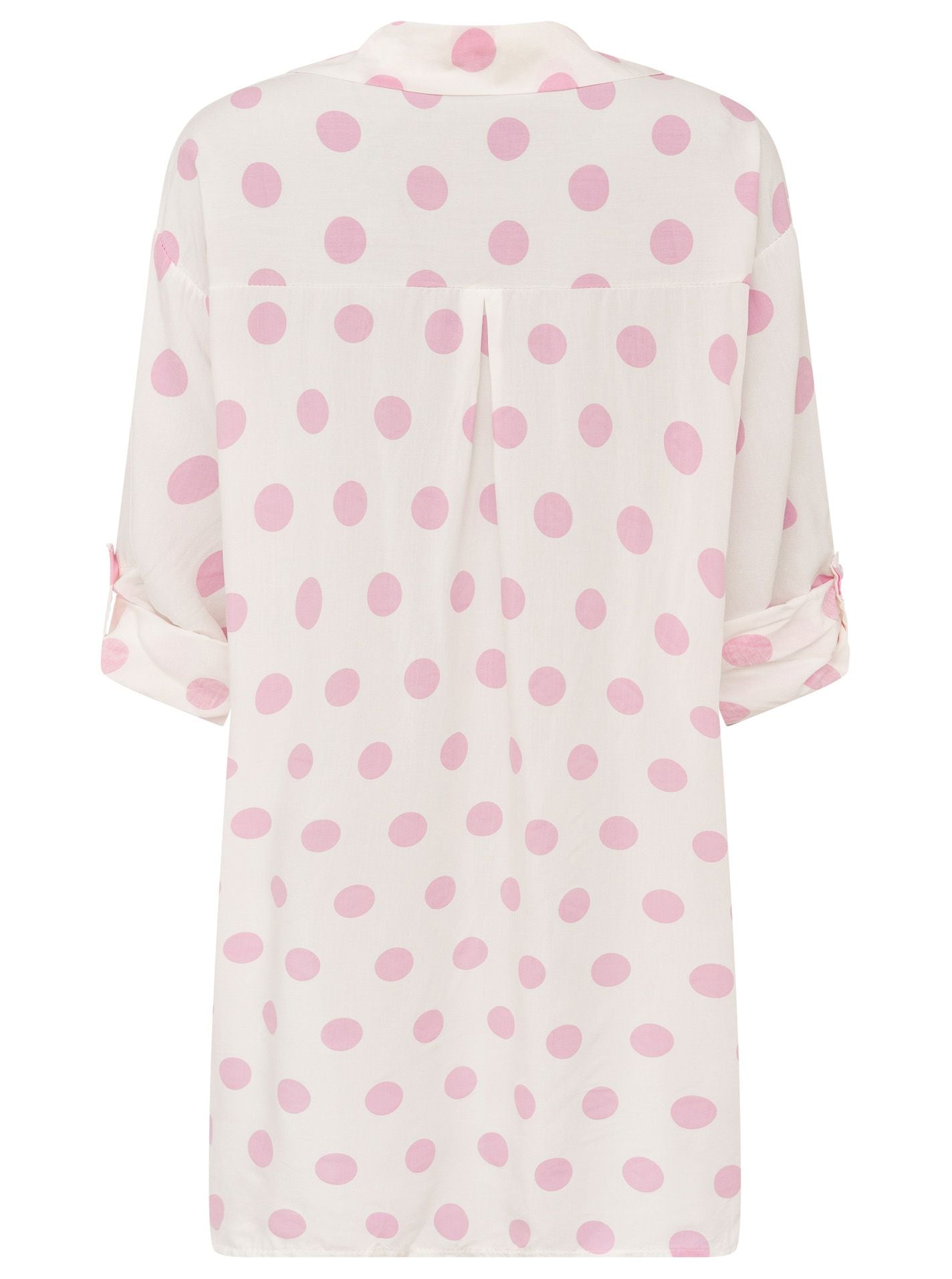 💕 Zwillingsherz Oversize Bluse  Knopfleiste "Große Punkte" Viskose Rosa