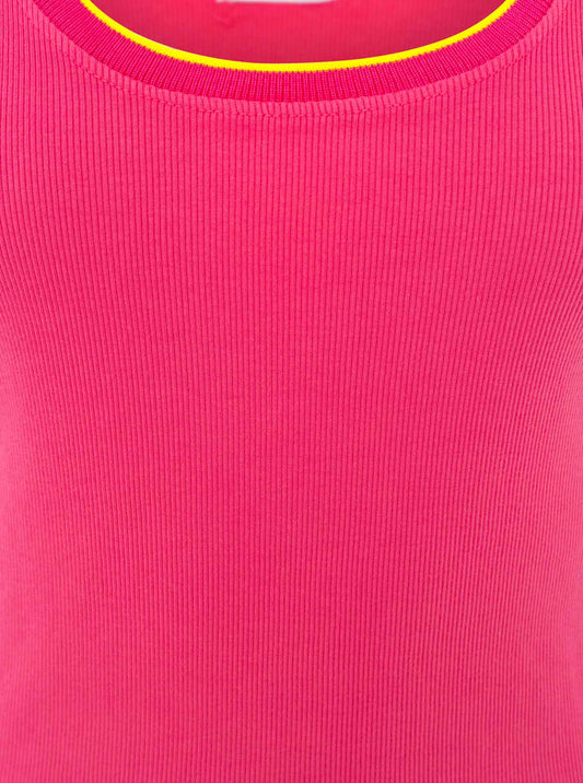 💕 Zwillingsherz Top "Neon" Tanktop Pink Rand Gelb