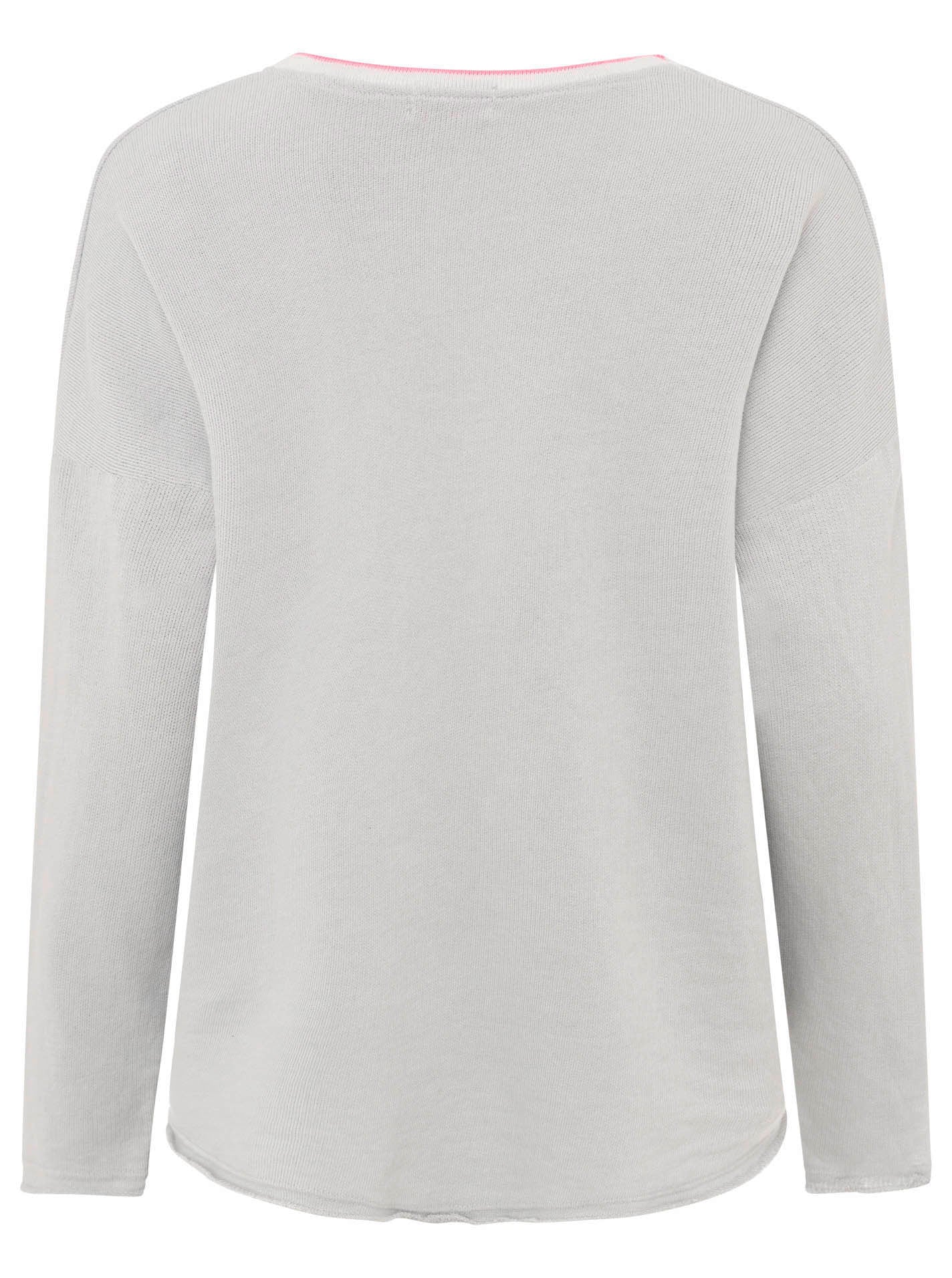 💕 Zwillingsherz Pullover Sweater Neonkante "Positive Mind" Baumwolle Hellgrau