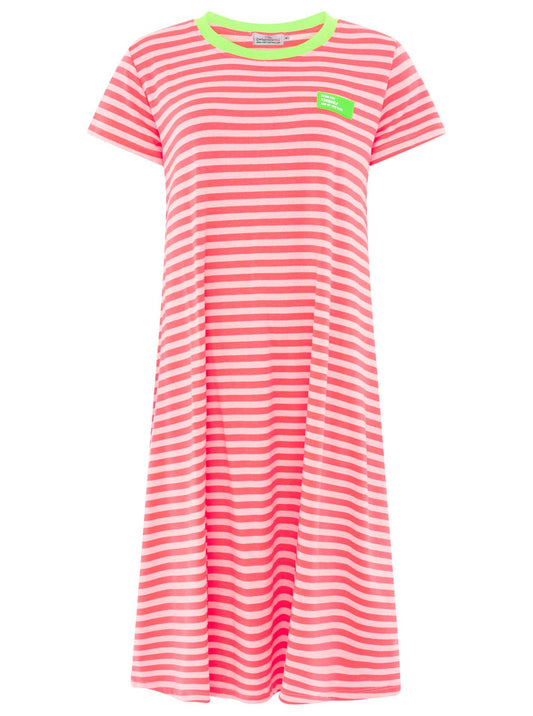 💕 Zwillingsherz Sweat Kleid "Neon Streifen" Neonpink