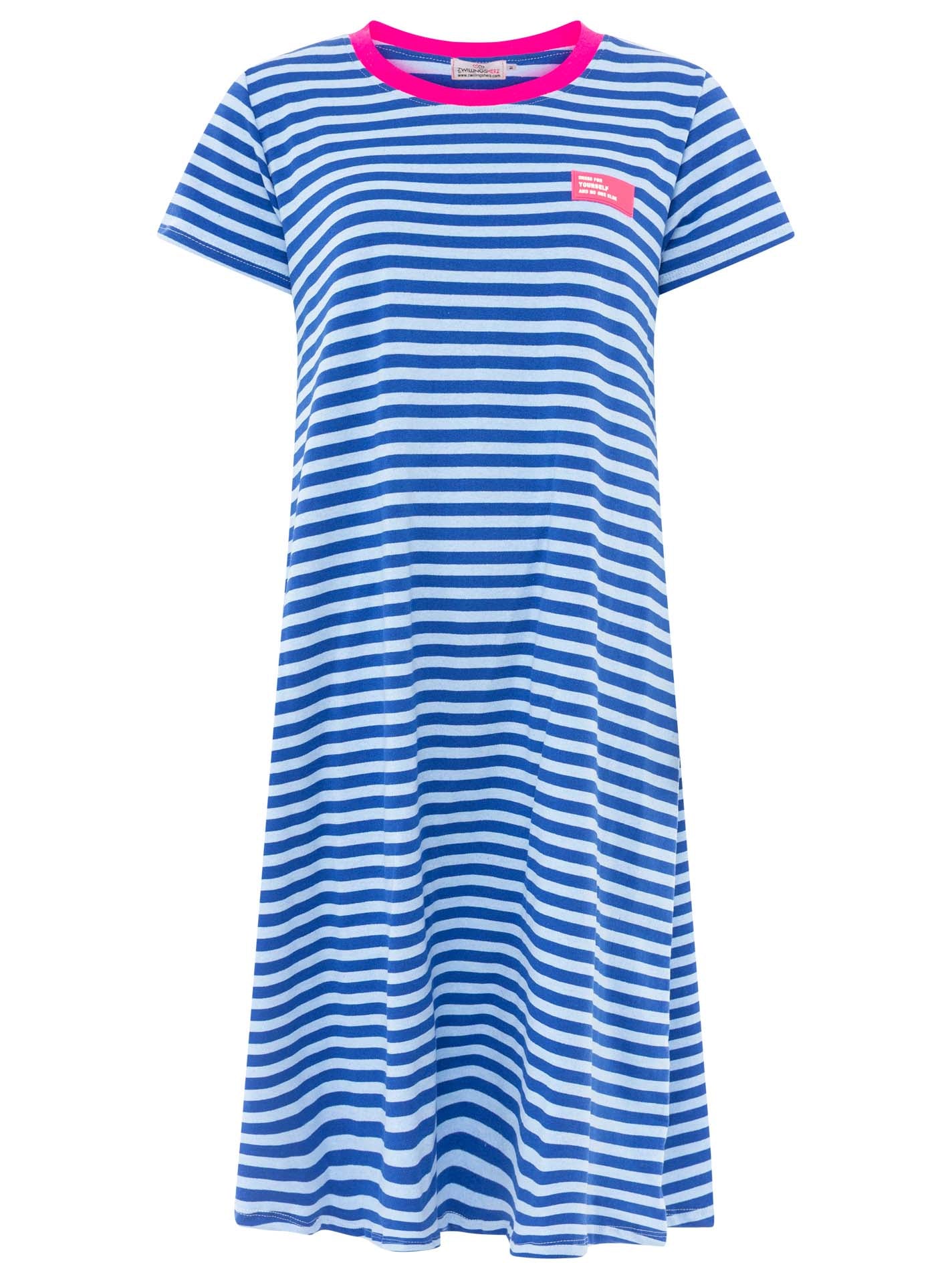 💕 Zwillingsherz Sweat Kleid "Neon Streifen" Blau