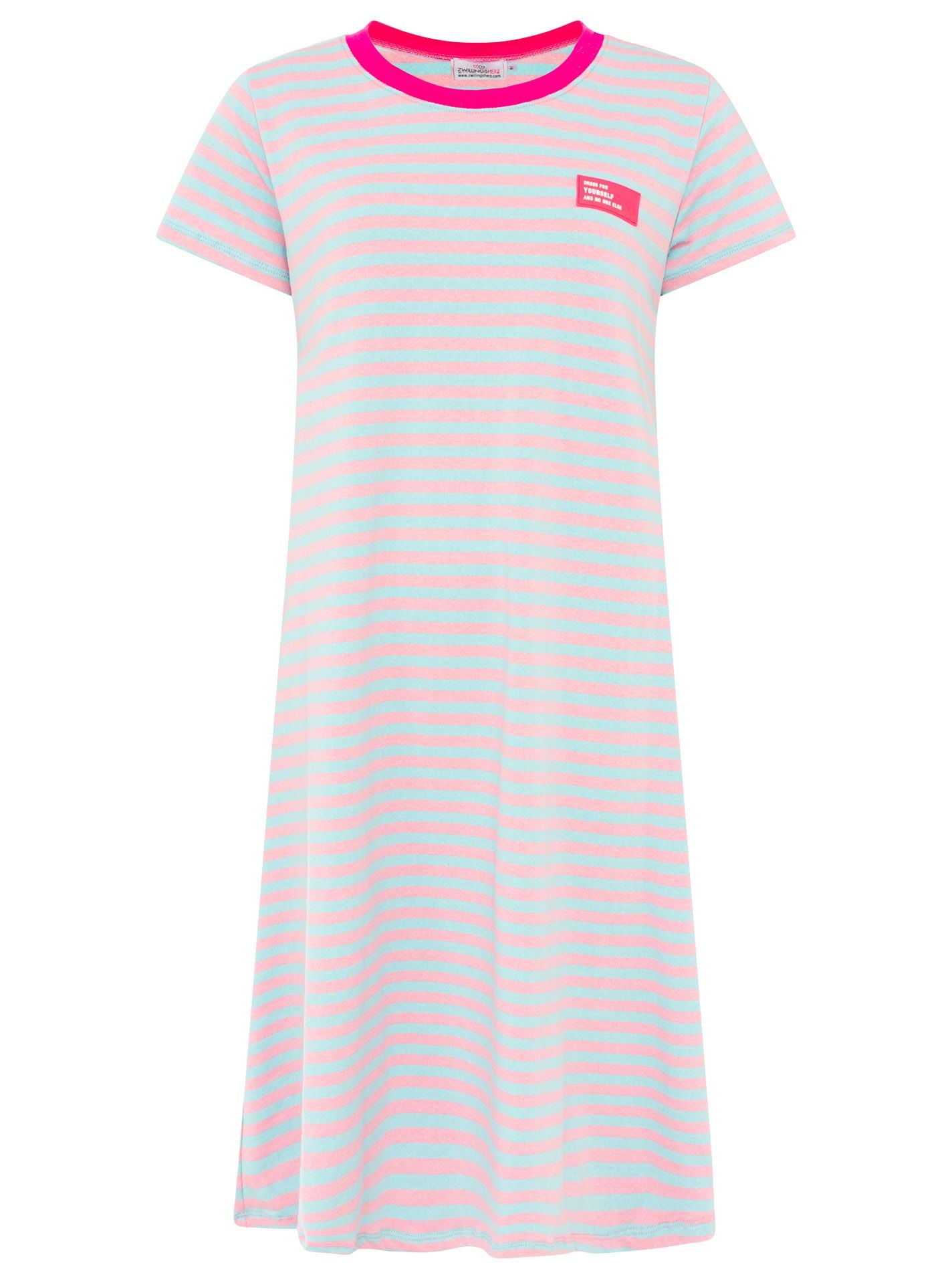 💕 Zwillingsherz Sweat Kleid "Neon Streifen" Türkis