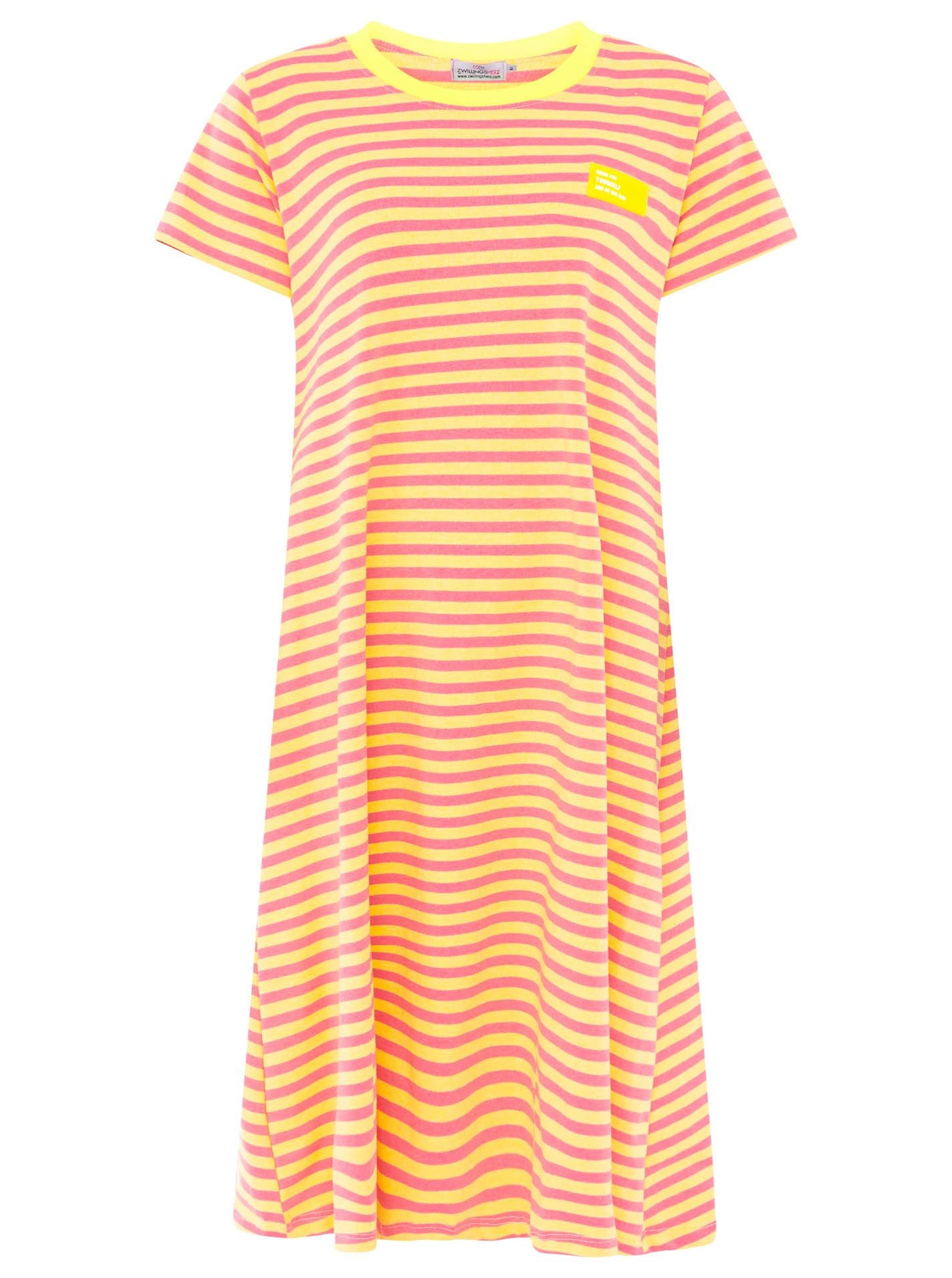 💕 Zwillingsherz Sweat Kleid "Neon Streifen" Orange