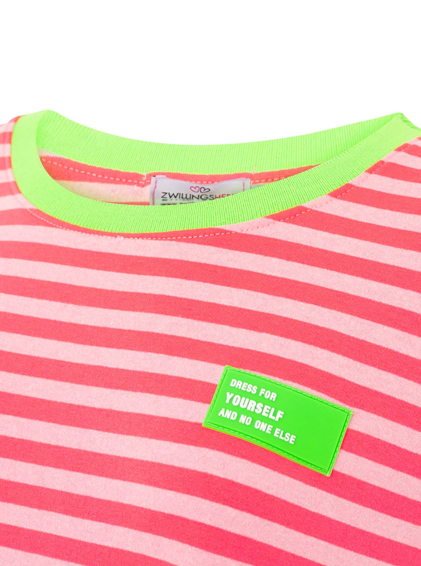 💕 Zwillingsherz Sweat Kleid "Neon Streifen" Neonpink