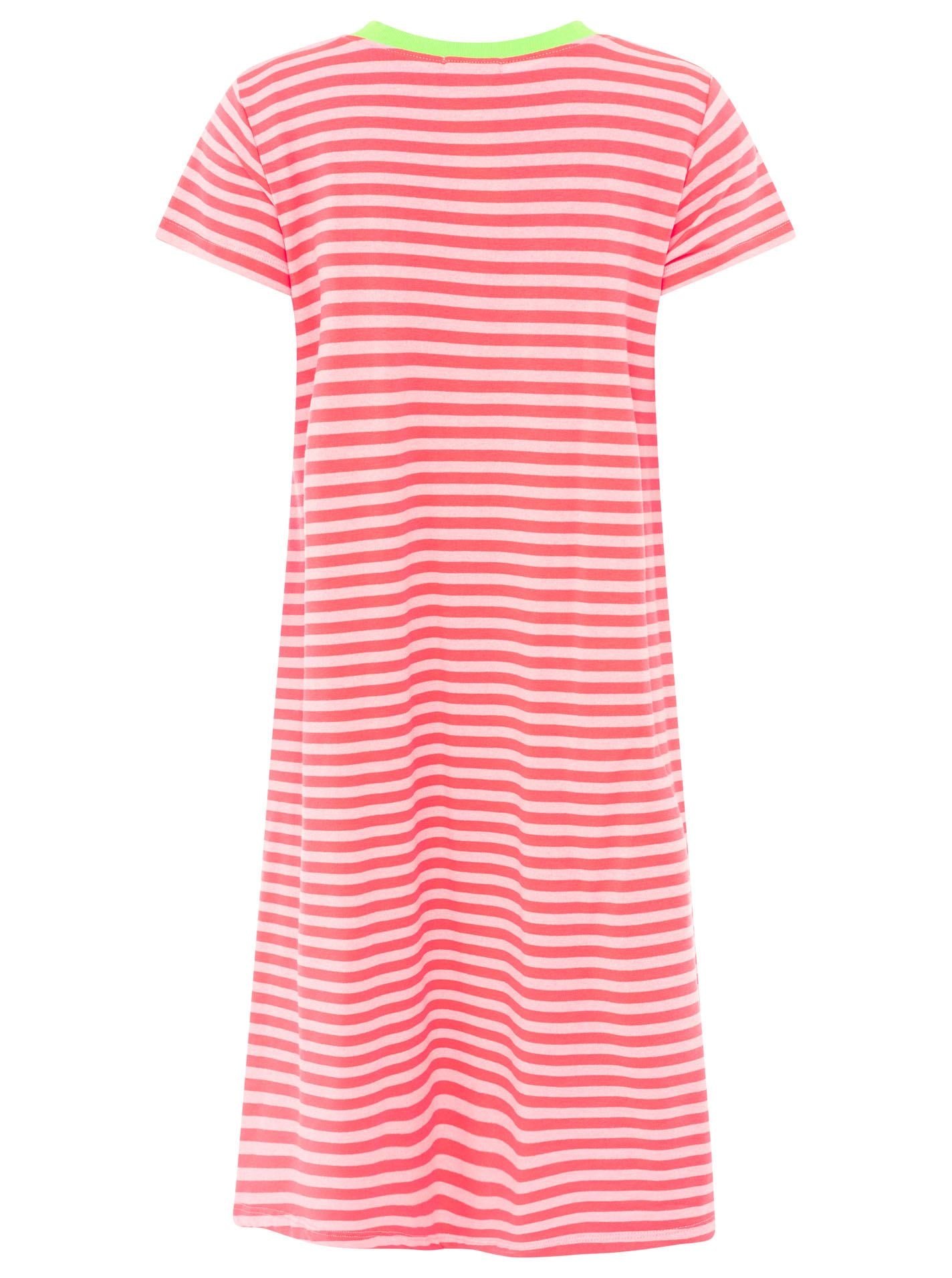 💕 Zwillingsherz Sweat Kleid "Neon Streifen" Neonpink