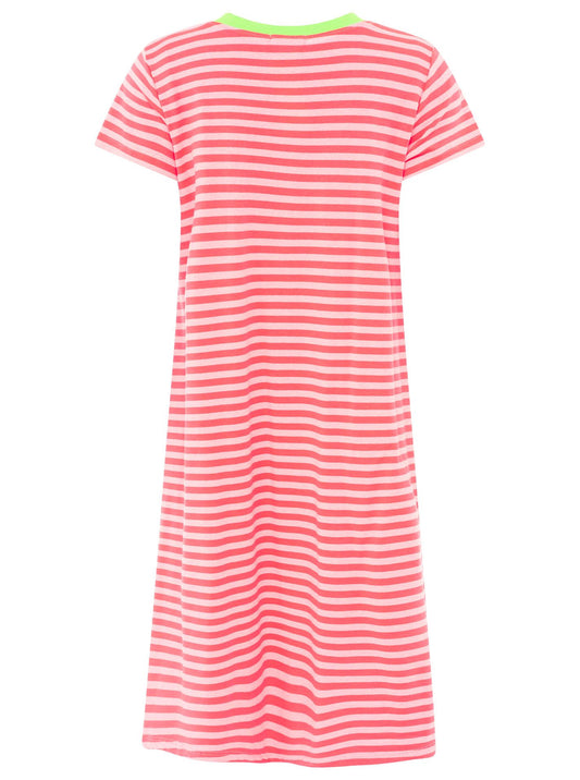 💕 Zwillingsherz Sweat Kleid "Neon Streifen" Neonpink