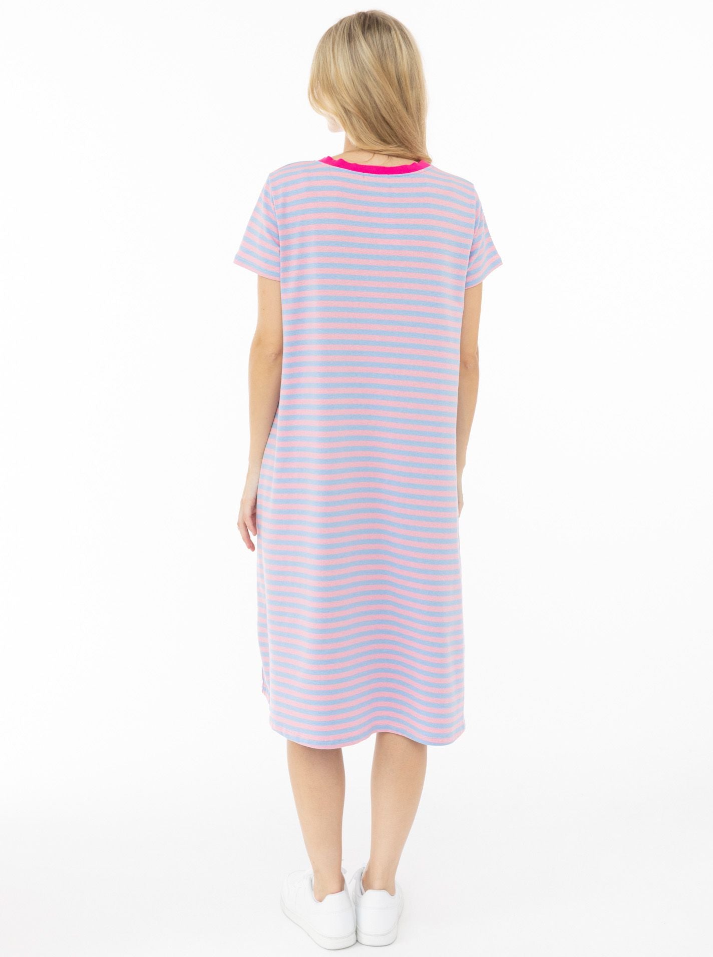 💕 Zwillingsherz Sweat Kleid "Neon Streifen" Hellblau