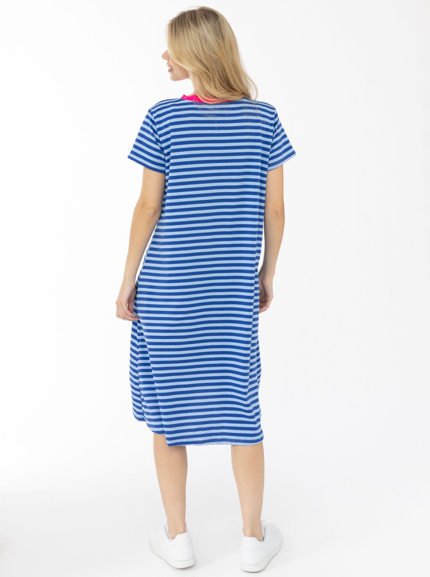 💕 Zwillingsherz Sweat Kleid "Neon Streifen" Blau