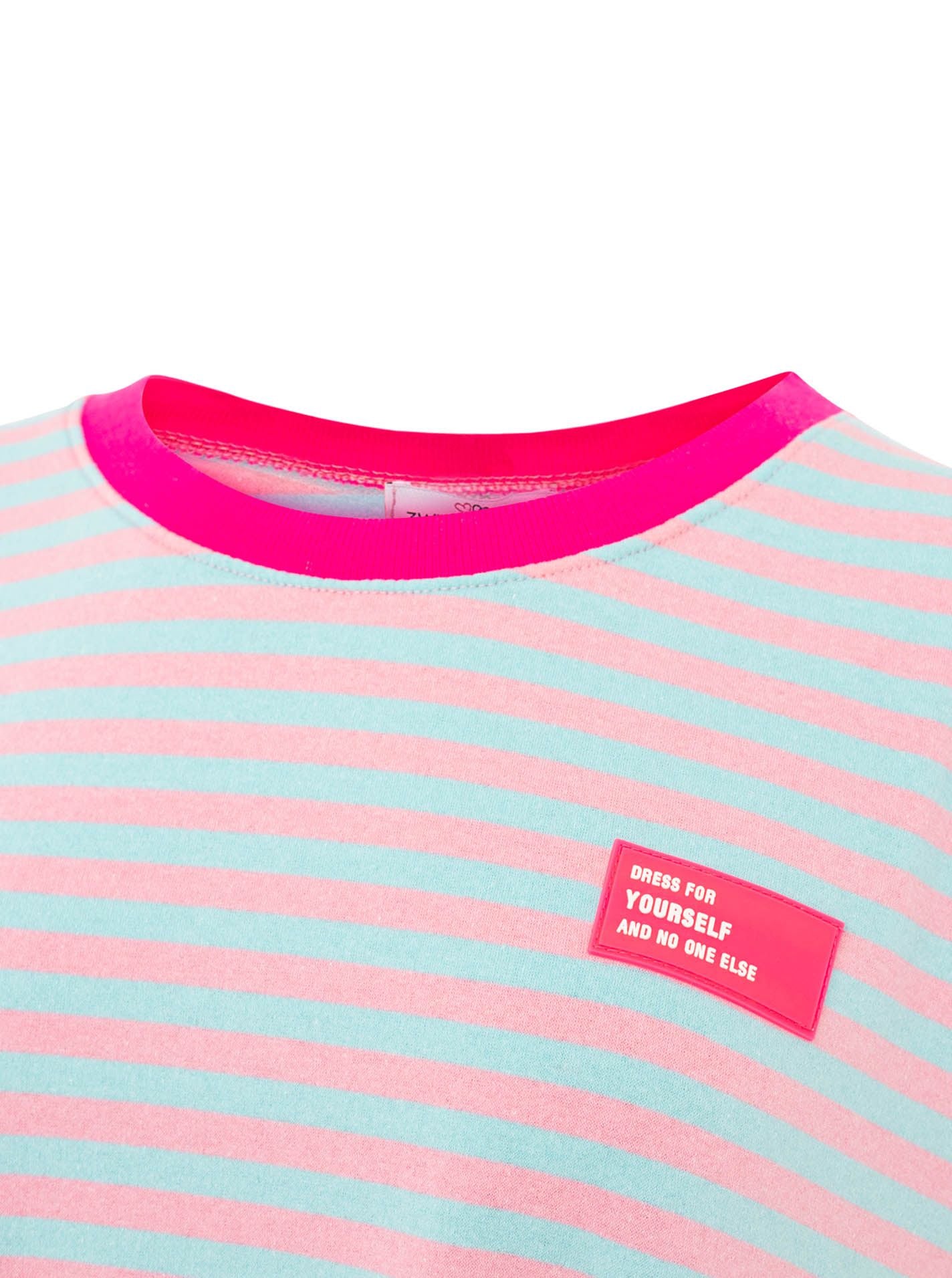 💕 Zwillingsherz Sweat Kleid "Neon Streifen" Türkis