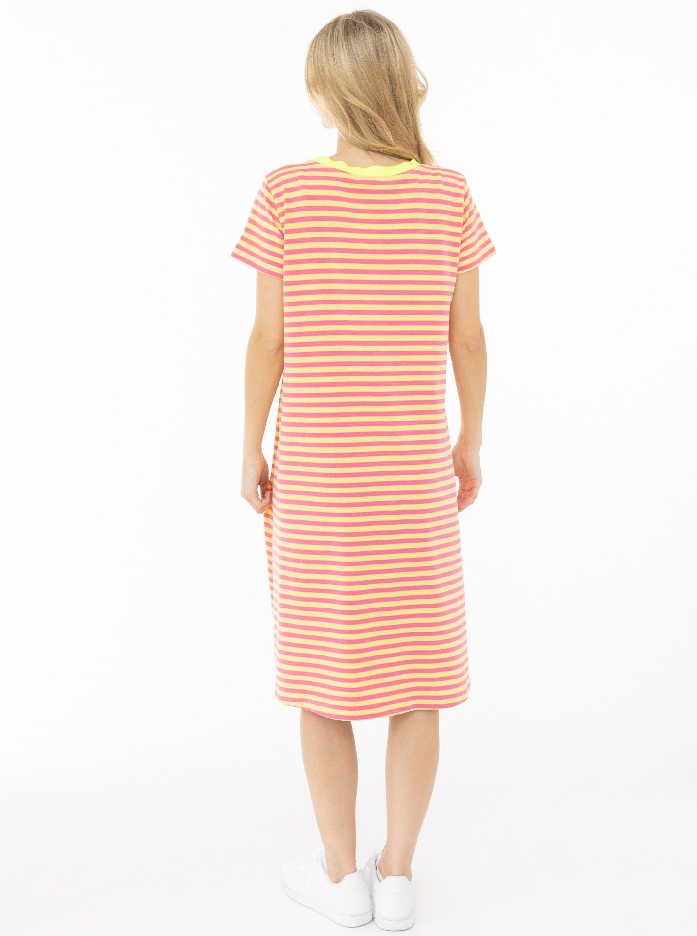 💕 Zwillingsherz Sweat Kleid "Neon Streifen" Orange