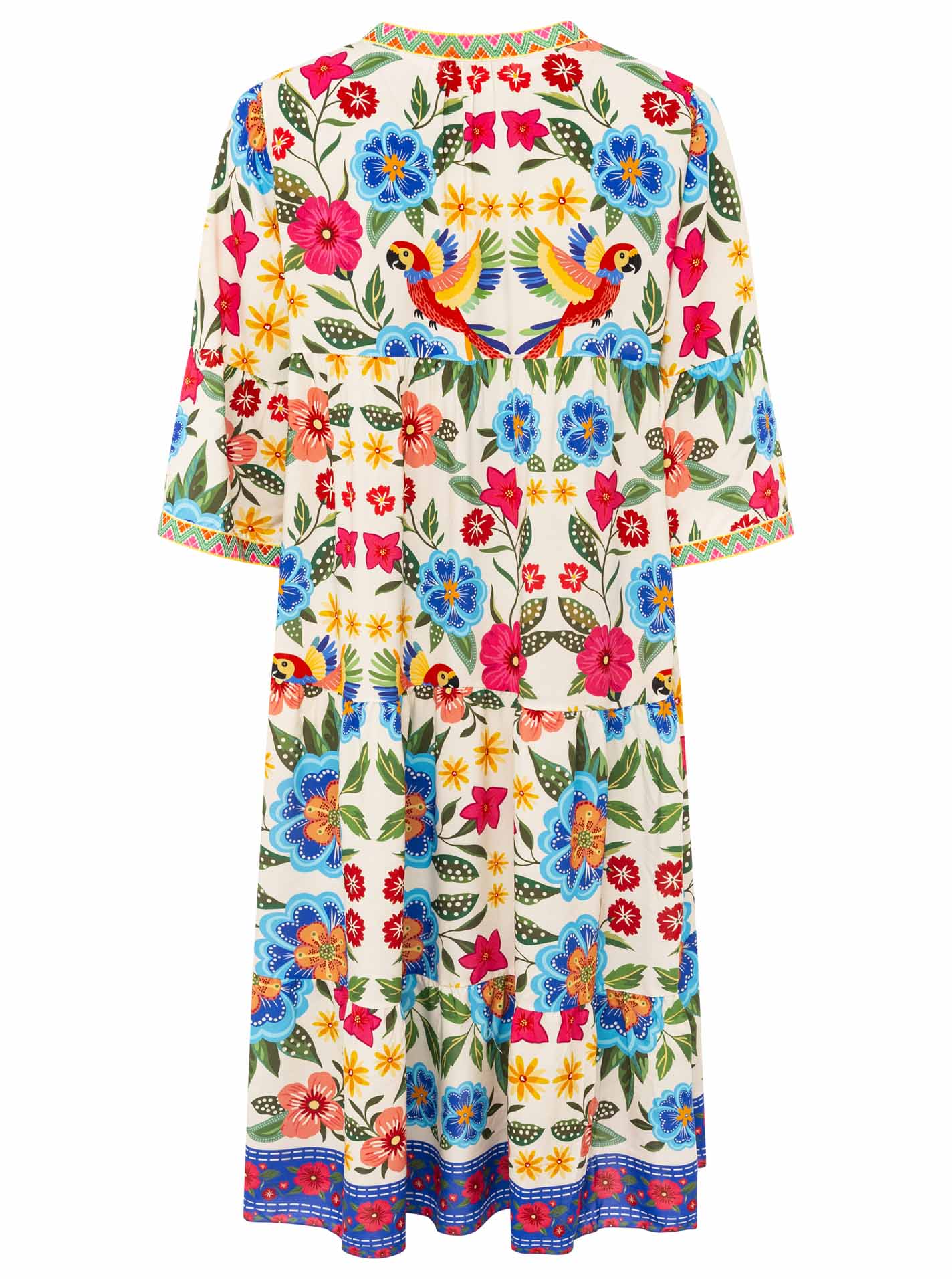 💕 Zwillingsherz Maxikleid Viskose "Summer Birds" Blau