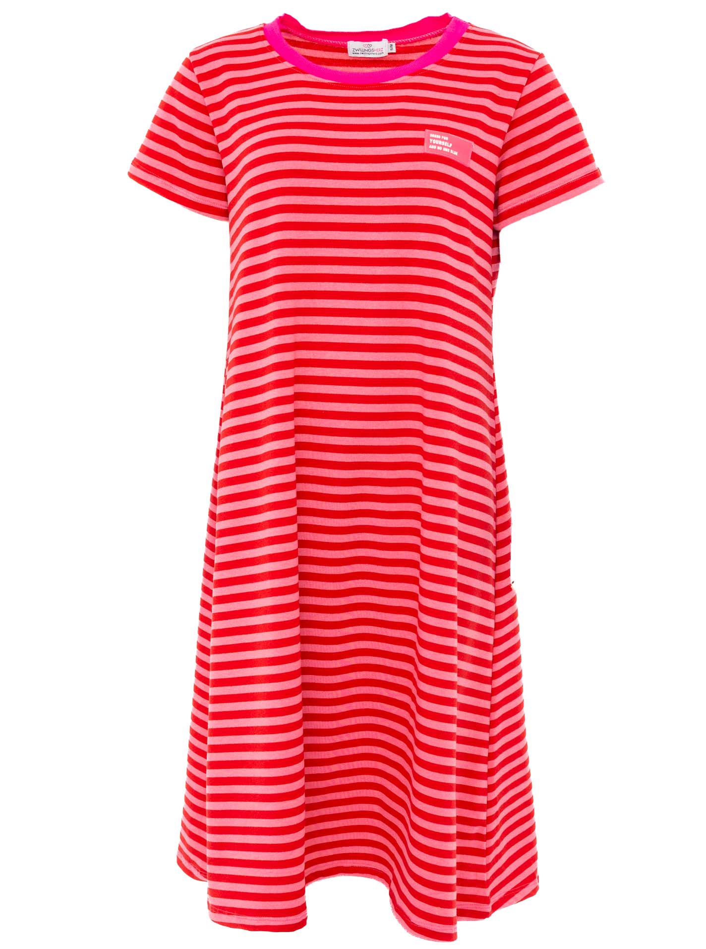💕 Zwillingsherz Sweat Kleid "Neon Streifen" Pink Rot