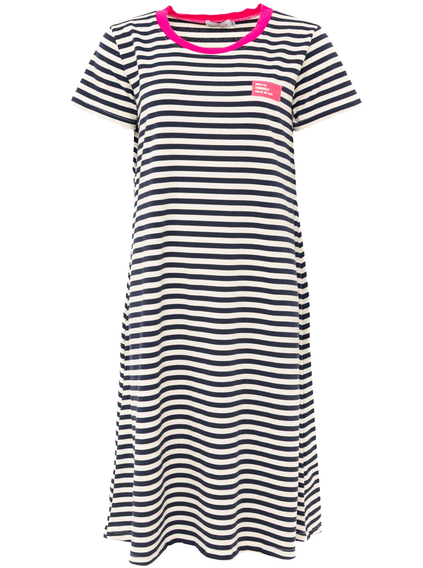 💕 Zwillingsherz Sweat Kleid "Neon Streifen" Navy Weiß