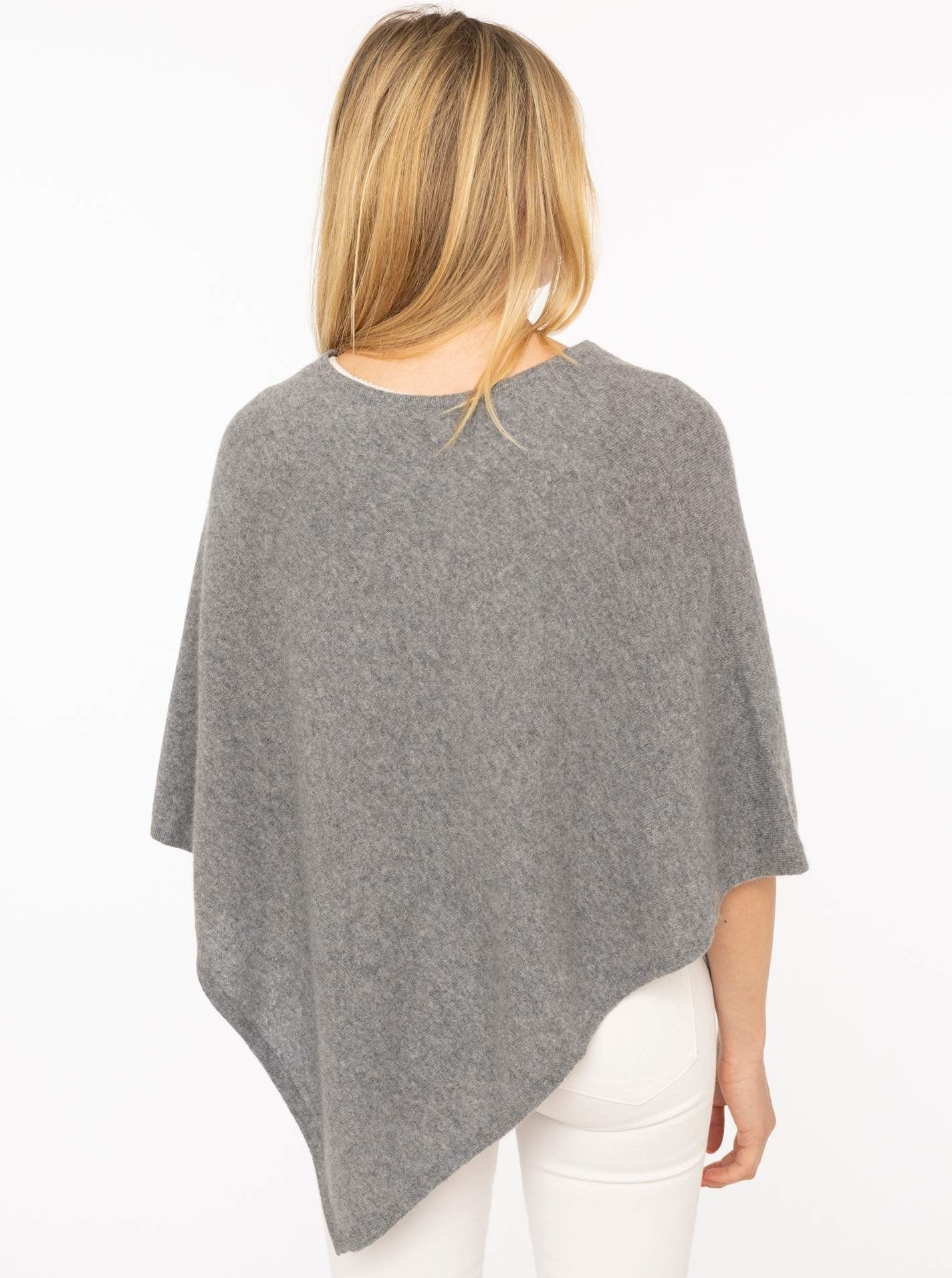 💕 Zwillingsherz Poncho Cape 100 % Kaschmir Cashmere Mittelgrau