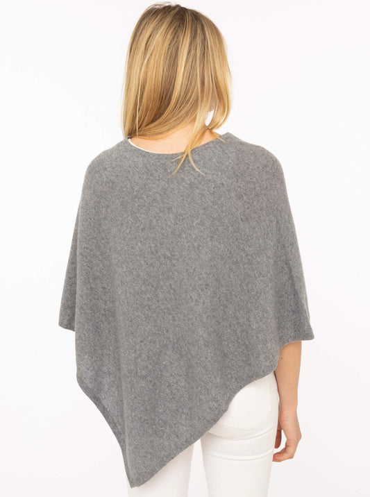 💕 Zwillingsherz Poncho Cape 100 % Kaschmir Cashmere Mittelgrau