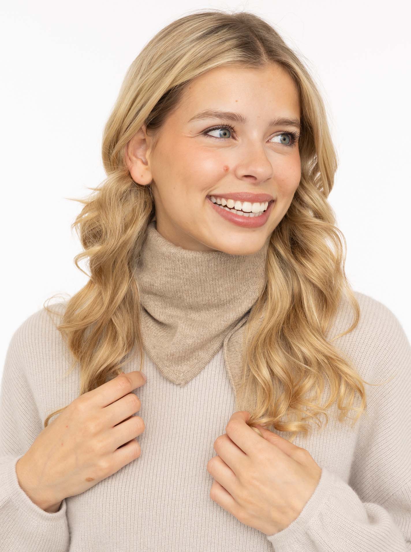 💕 Zwillingsherz Halstuch "100 % Kaschmir" Mittelbeige