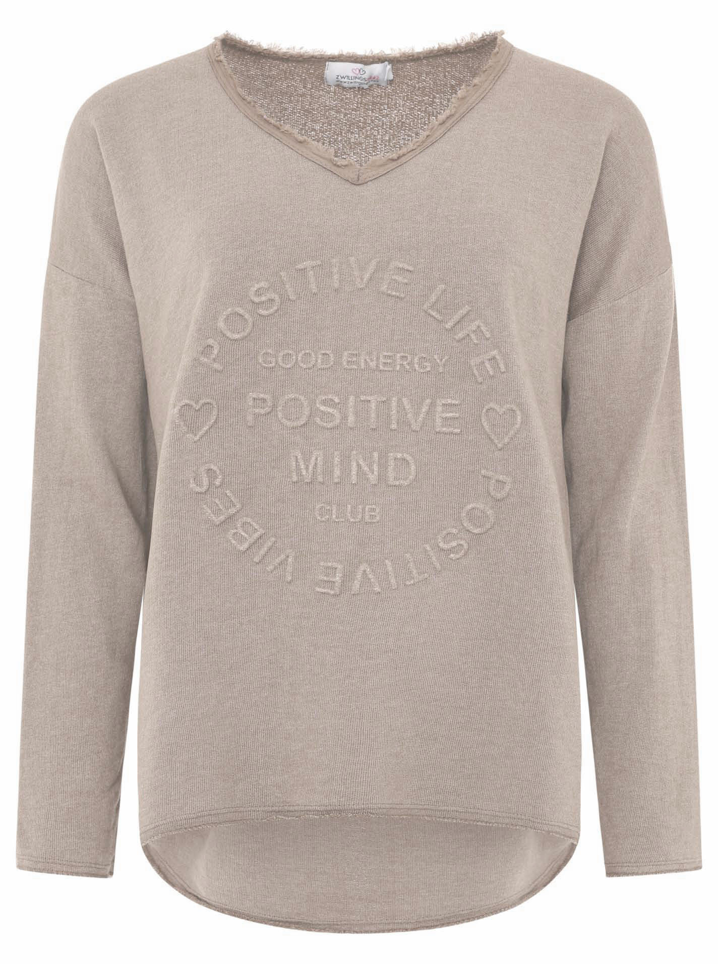 💕 Zwillingsherz Pullover Pulli "Elisabeth" Baumwolle Taupe