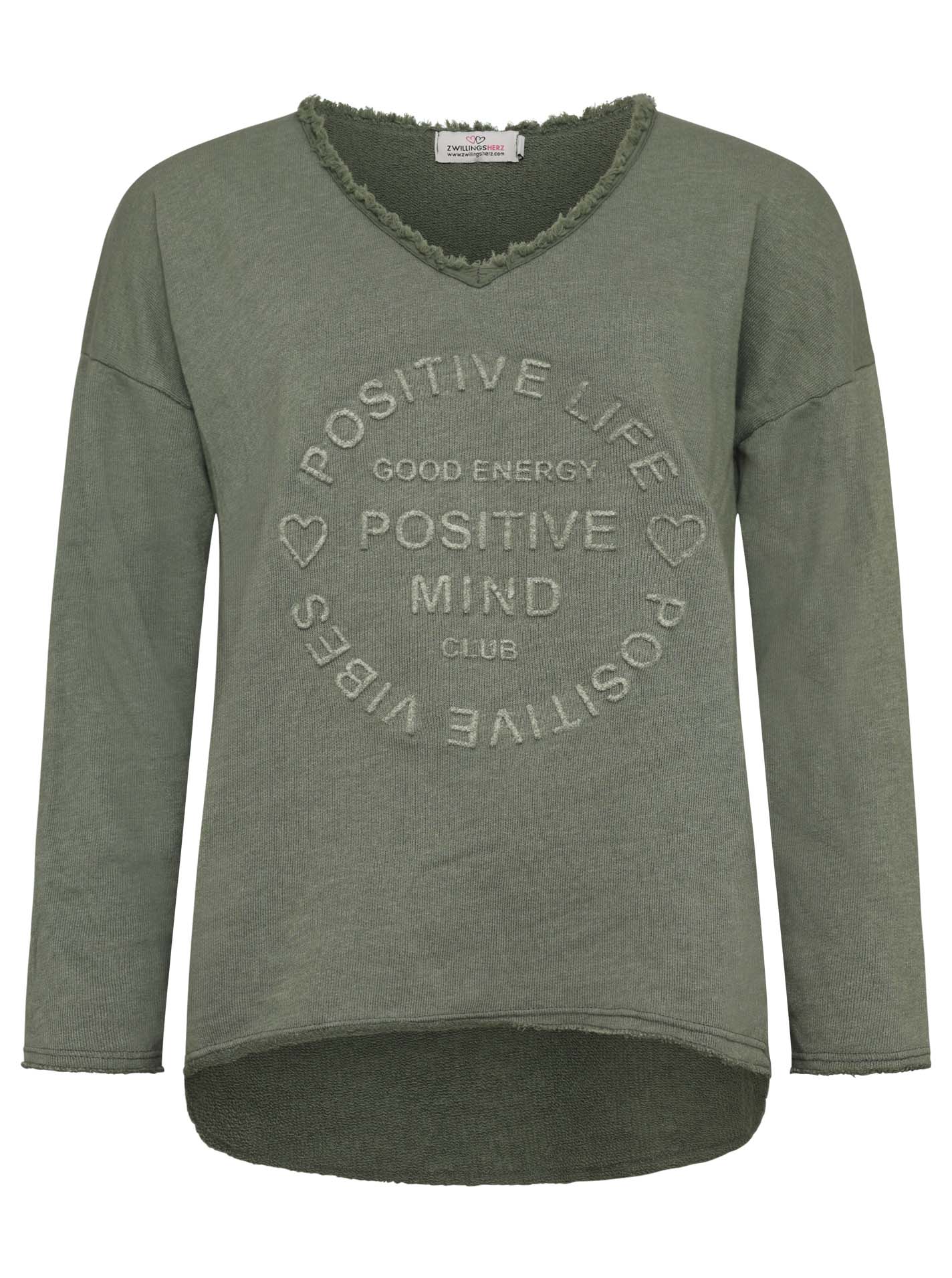 💕 Zwillingsherz Pullover Pulli "Elisabeth" Baumwolle Khaki
